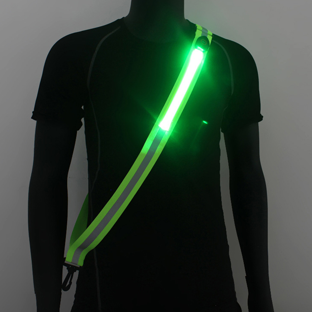 Running Gear Green - USB-перезаряжаемый светоотражающий пояс для ходьбы с