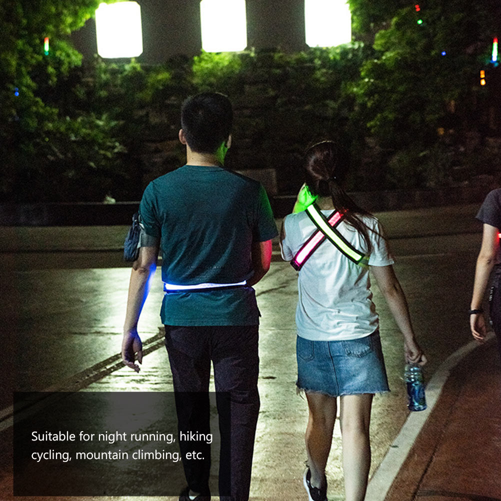 Running Gear Green - Светодиодный перезаряжаемый светоотражающий пояс, регулируемый, зеленый,
